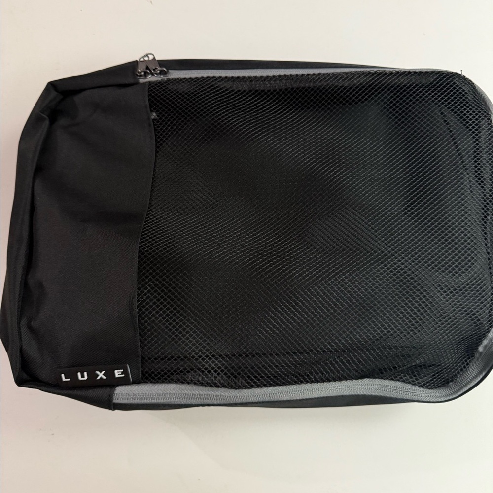 Luxe Black Mesh Toiletry Bag